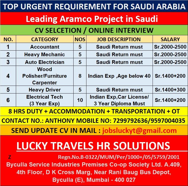 HIRING FOR LEADING COMPANY FOR SAUDI / CV SELECTION & ZOOM INTERVIEW / CONTACT ANTHONY