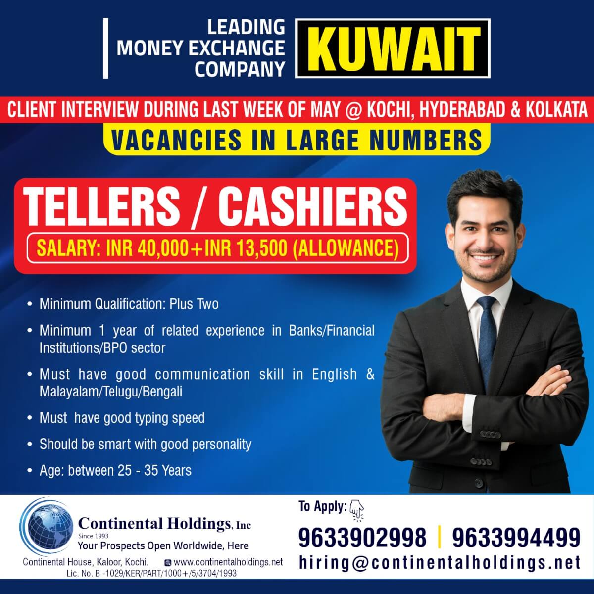 Hiring for Kuwait - Money Exchange - Client Interview at Cochin, Kolkata and Hyderabad