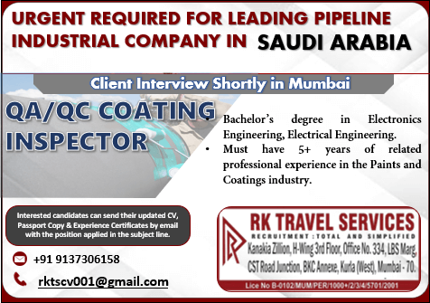 URGENT REQUIRED FOR LEADING PIPELINE INDUSTRIAL COMPANY IN SAUDI ARABIA