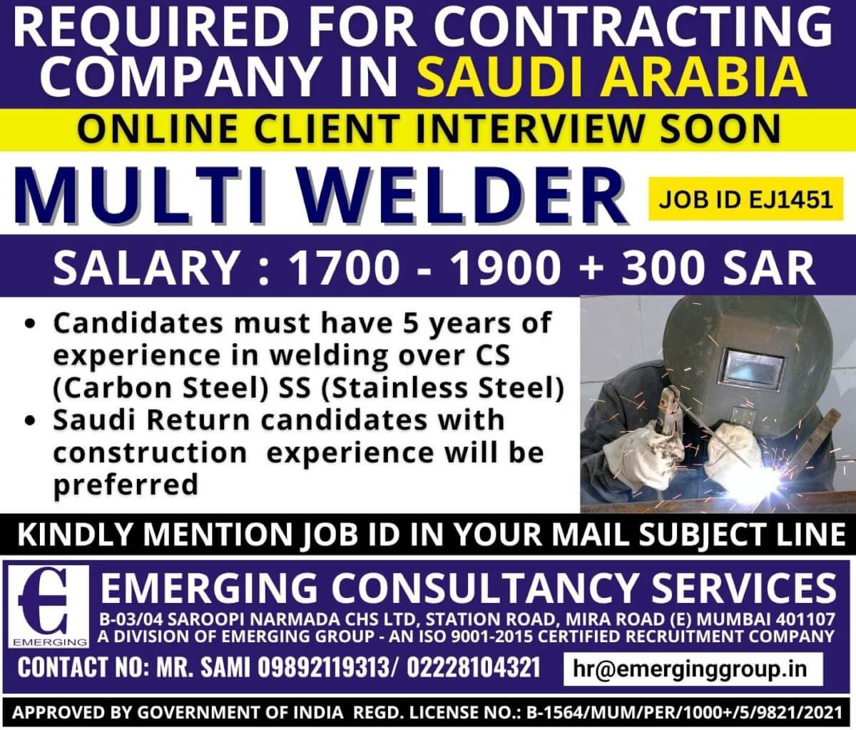 URGENTLY REQUIRED CONTRACTING COMPANY IN SAUDI ARABIA - CLIENT INTERVIEW SOON