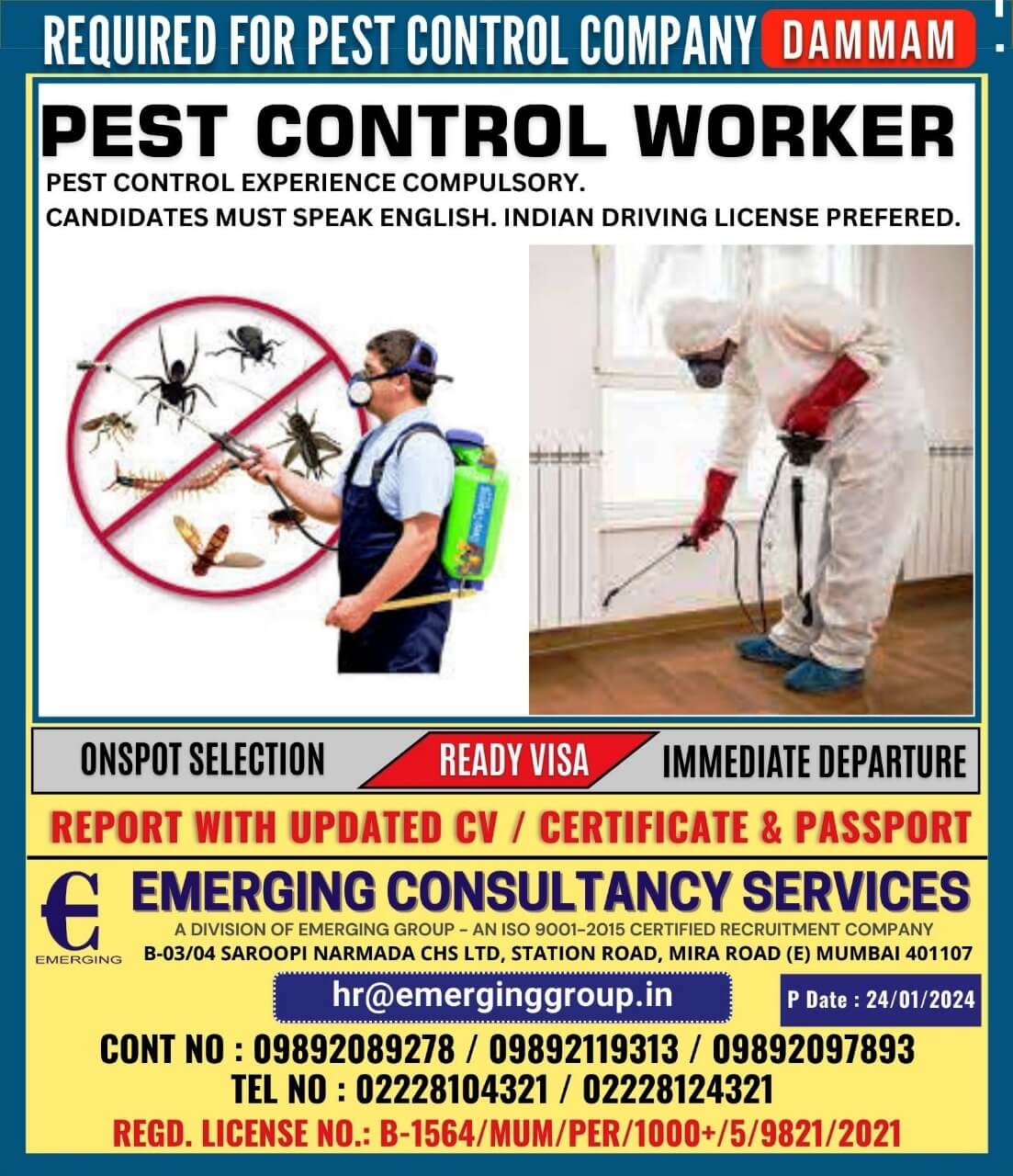 URGENTLY REQUIRED FOR LEADING  PEST CONTROL COMPANY - DAMMAM - SAUDI ARABIA