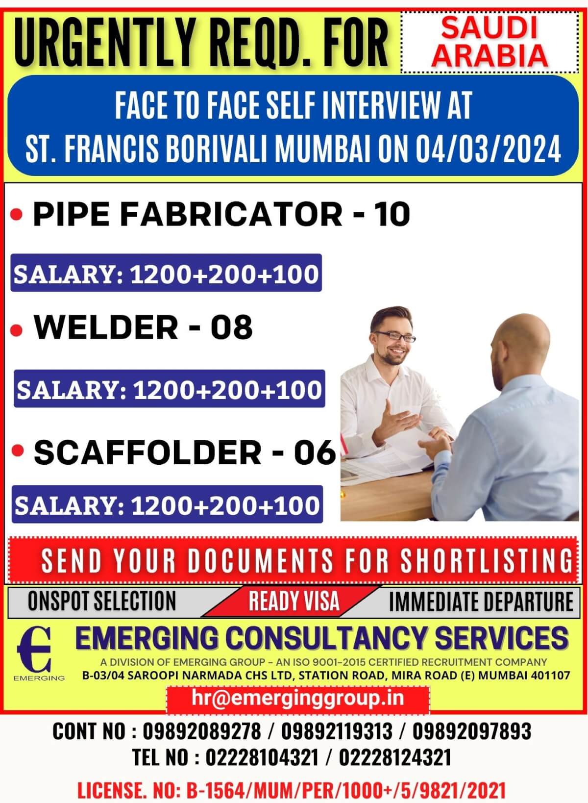 Face to Face Self Interview at ST. FRANCIS BORIVALI MUMBAI ON 04/03/2024