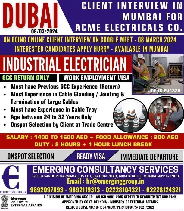 Client Interview On Google Meet for Dubai's Electrical Company - Industrial Electrician (Return) Interview is going on