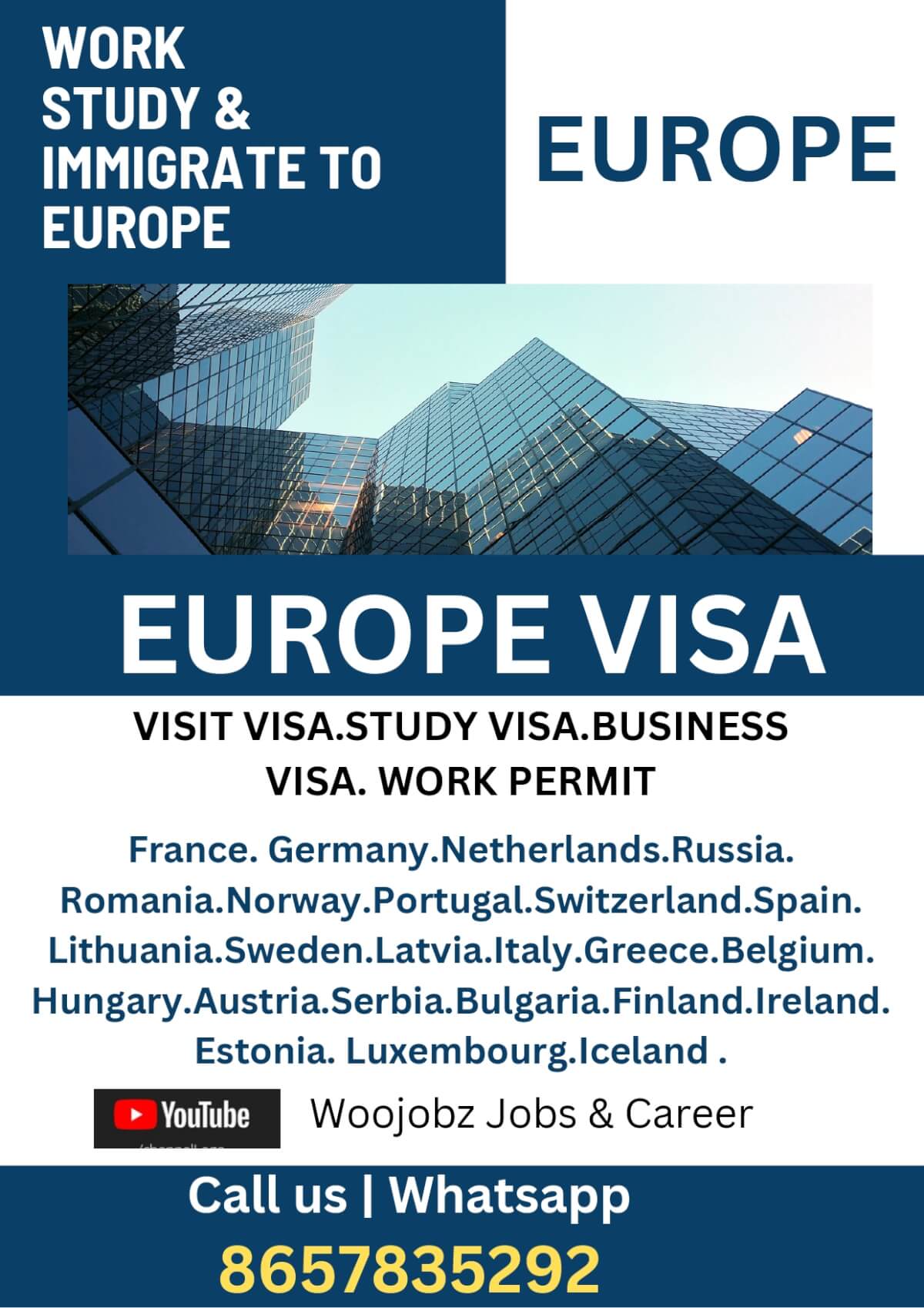 EUROPE VISA - We arrange all types of Visa's for  European Countries.