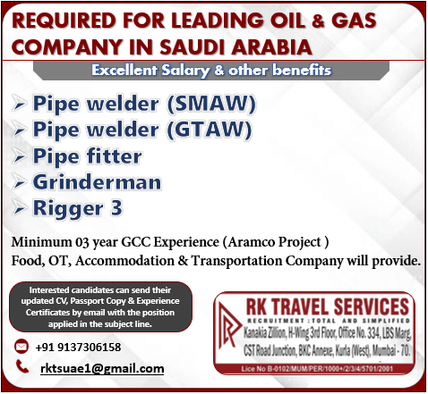 REQUIRED FOR LEADING OIL & GAS COMPANY IN SAUDI ARABIA