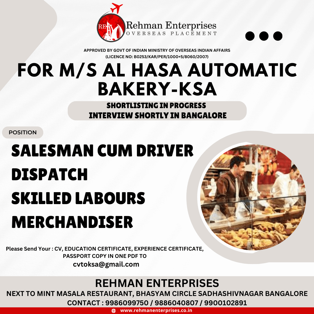 FOR M/S AL HASA AUTOMATIC BAKERY-KSA