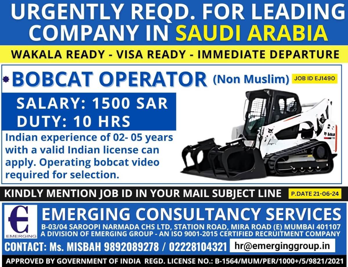 Urgently Required For Leading Company in Saudi Arabia