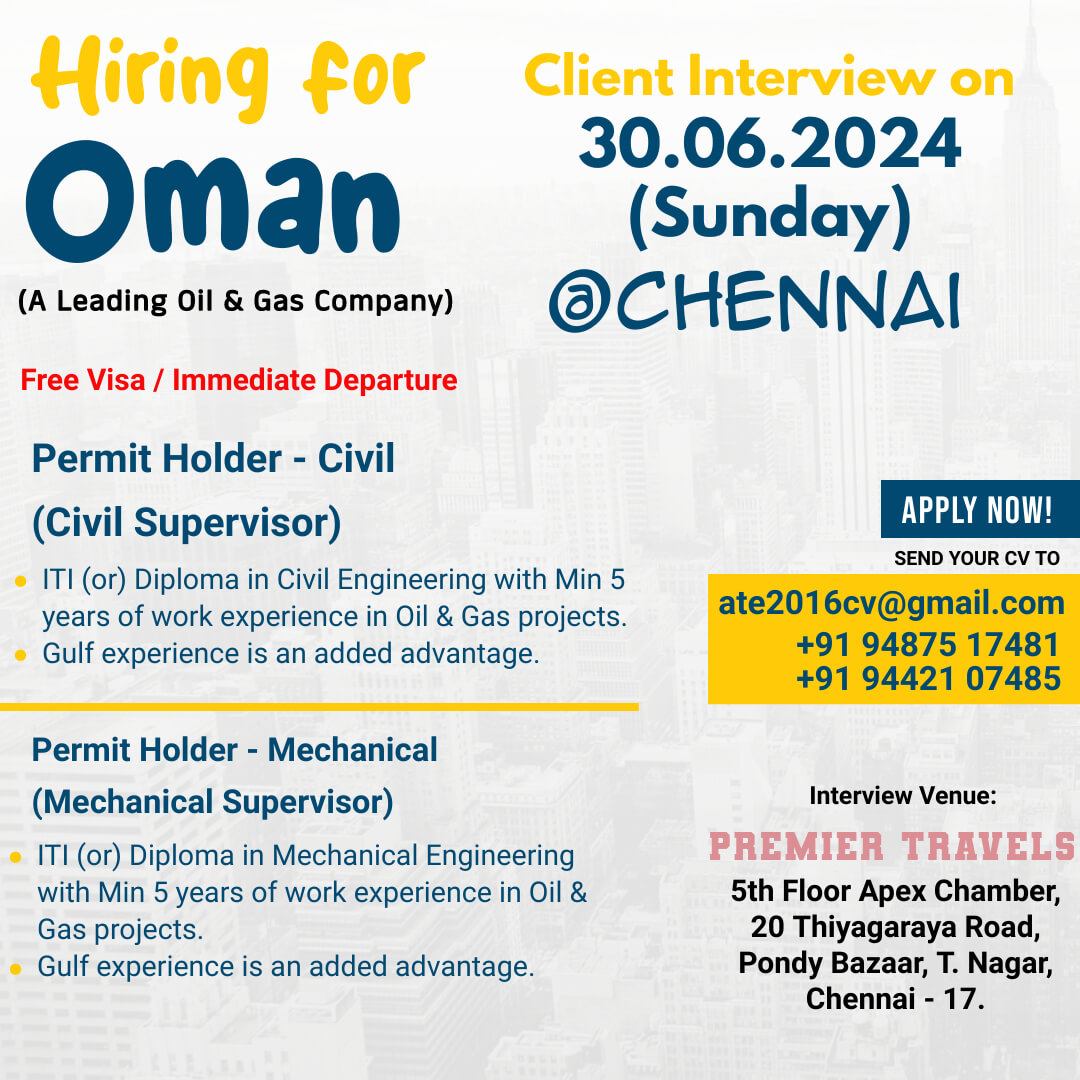 Client Interview on 30.06.2024 (Sunday) @ Chennai location