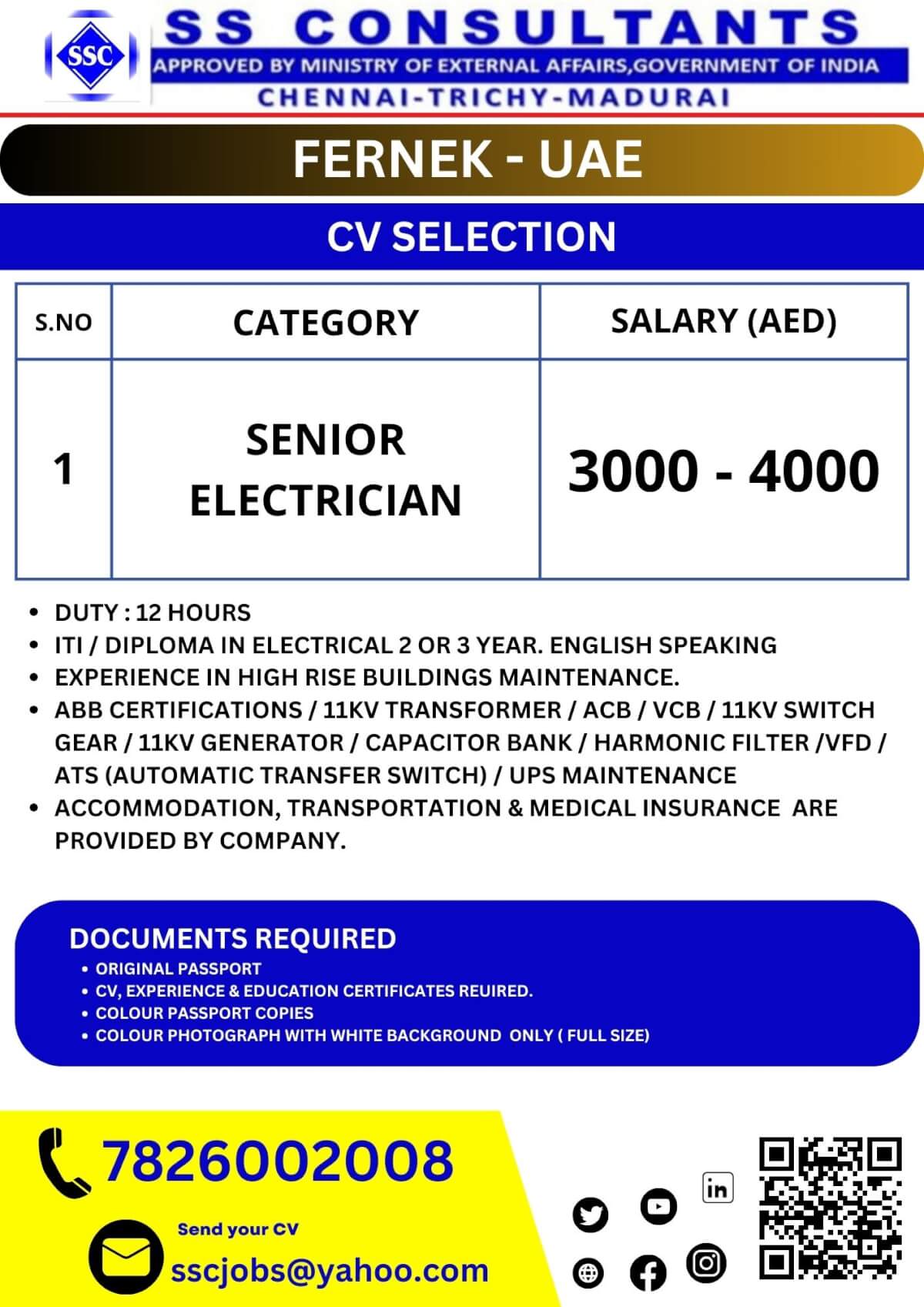 "Exciting Senior Electrician Job Openings in Dubai – Apply Now!"