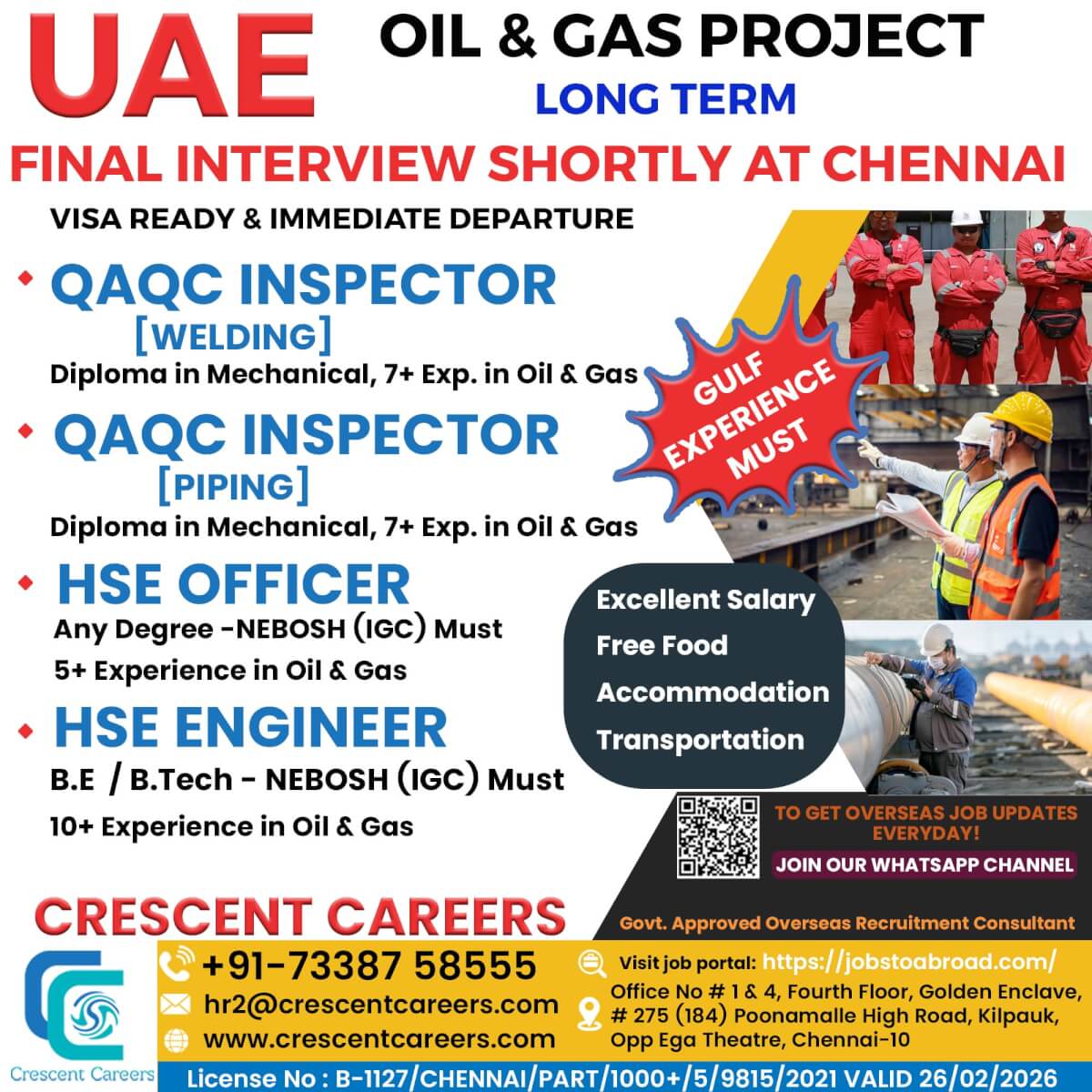 QAQC INSPECTOR [WELDING] / QAQC INSPECTOR [PIPING] / HSE OFFICER / HSE ENGINEER