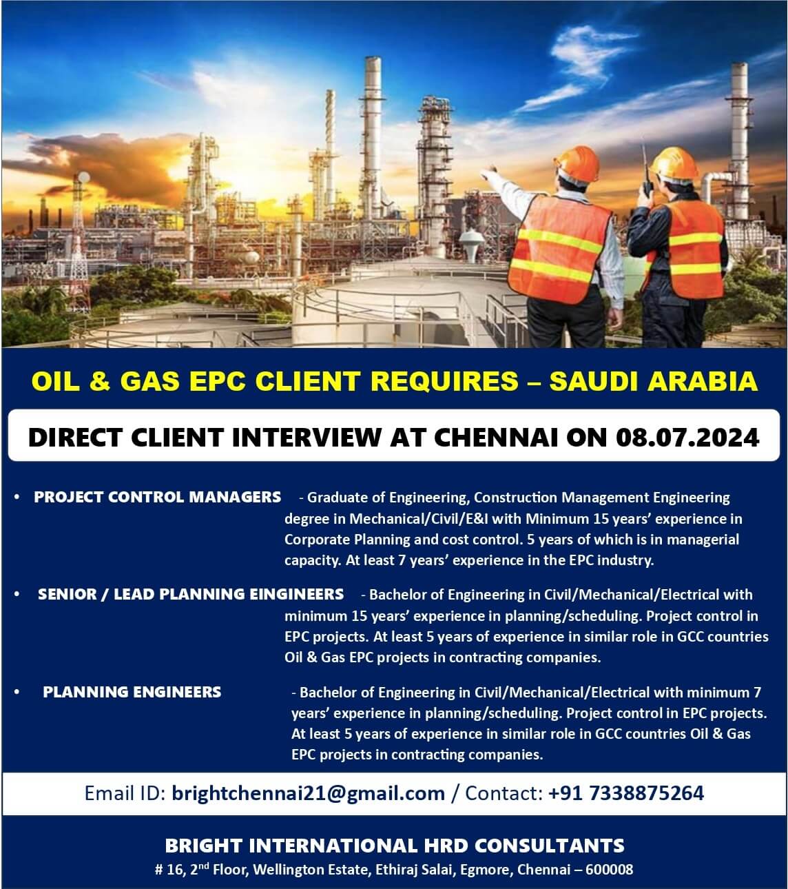 LEADING OIL & GAS EPC CLIENT REQUIRES