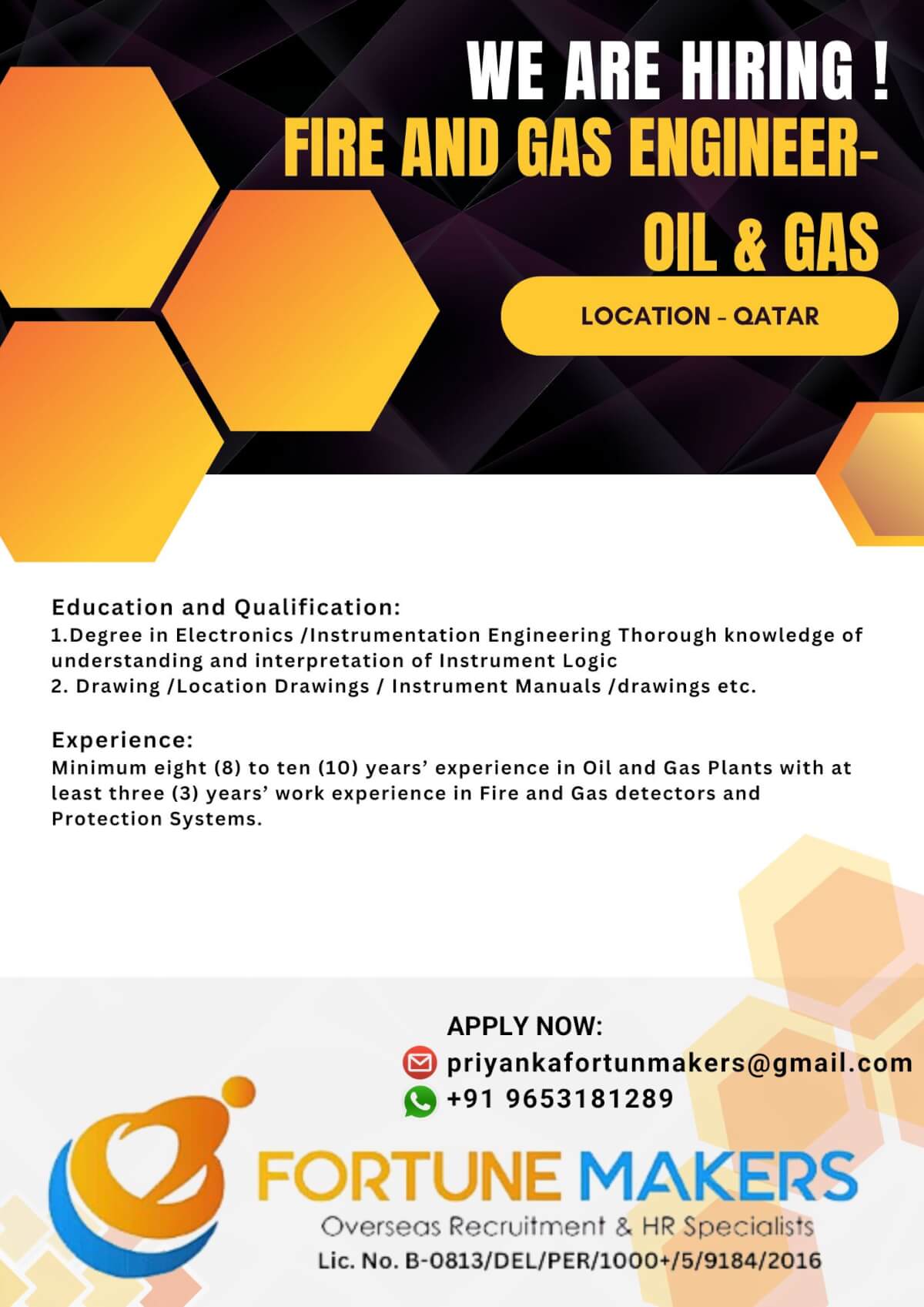 Fire and Gas Engineer- Oil & Gas