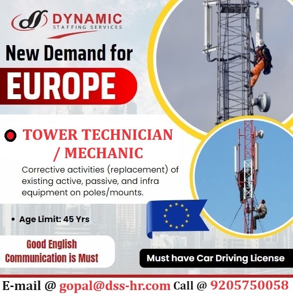 TOWER TECHNICIAN / MECHANIC for EUROPE