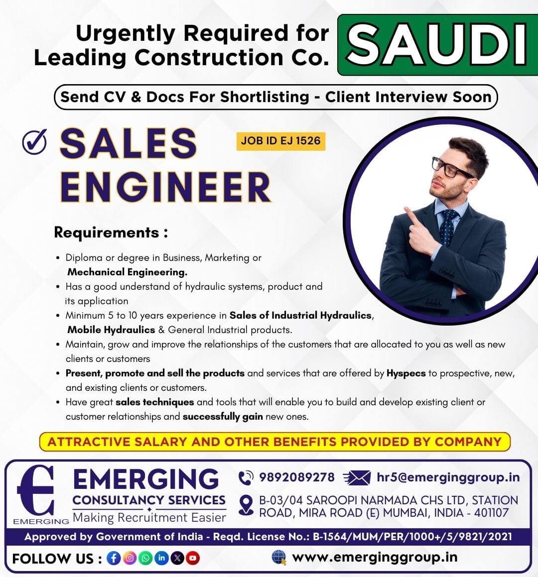 Urgently Required for Leading Construction Company in Saudi