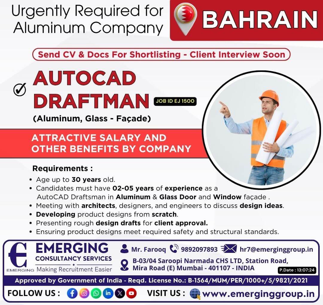 Urgently Required for Aluminum Company in BAHRAIN