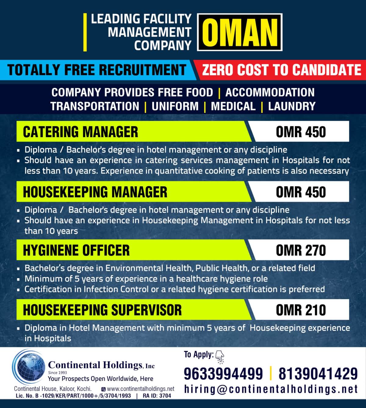 Hiring for Oman - Free Recruitment