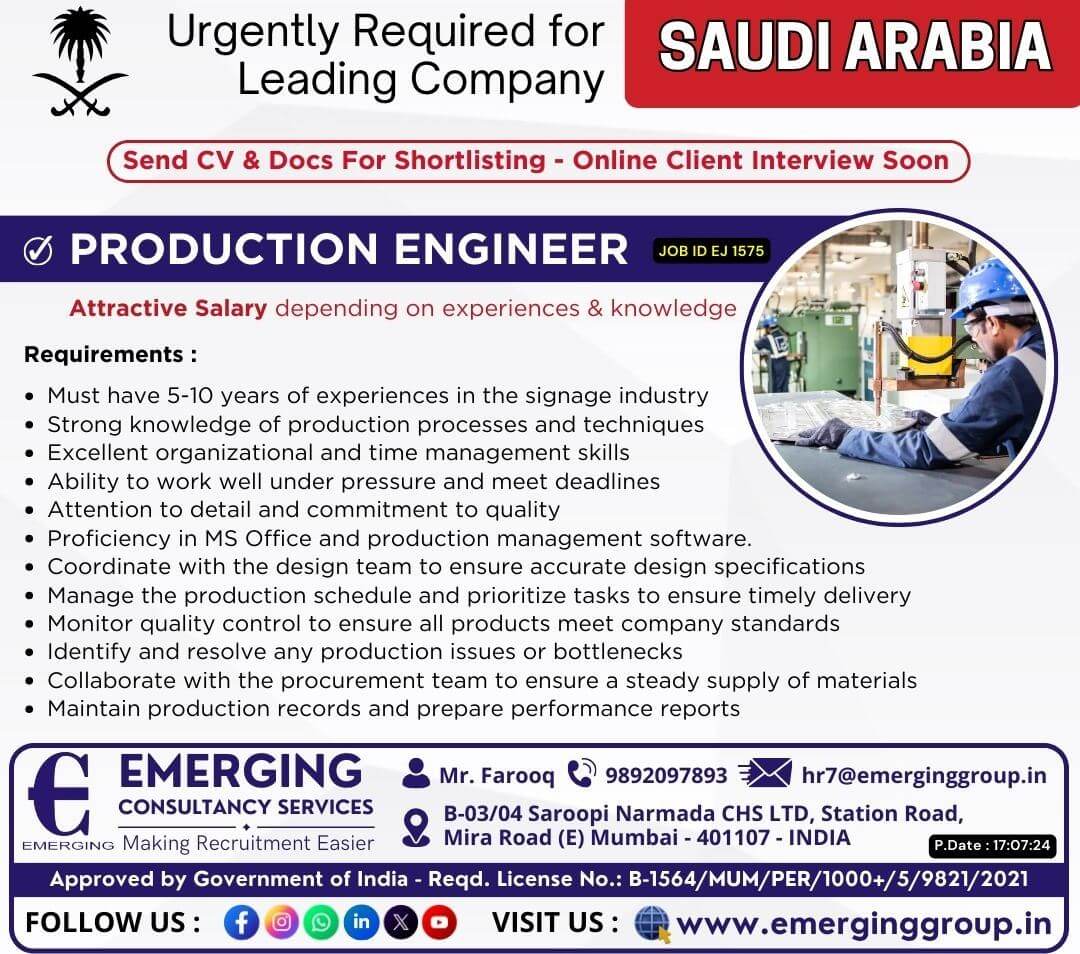 Urgently Required for Leading Company in Saudi Arabia - Online Client Interview