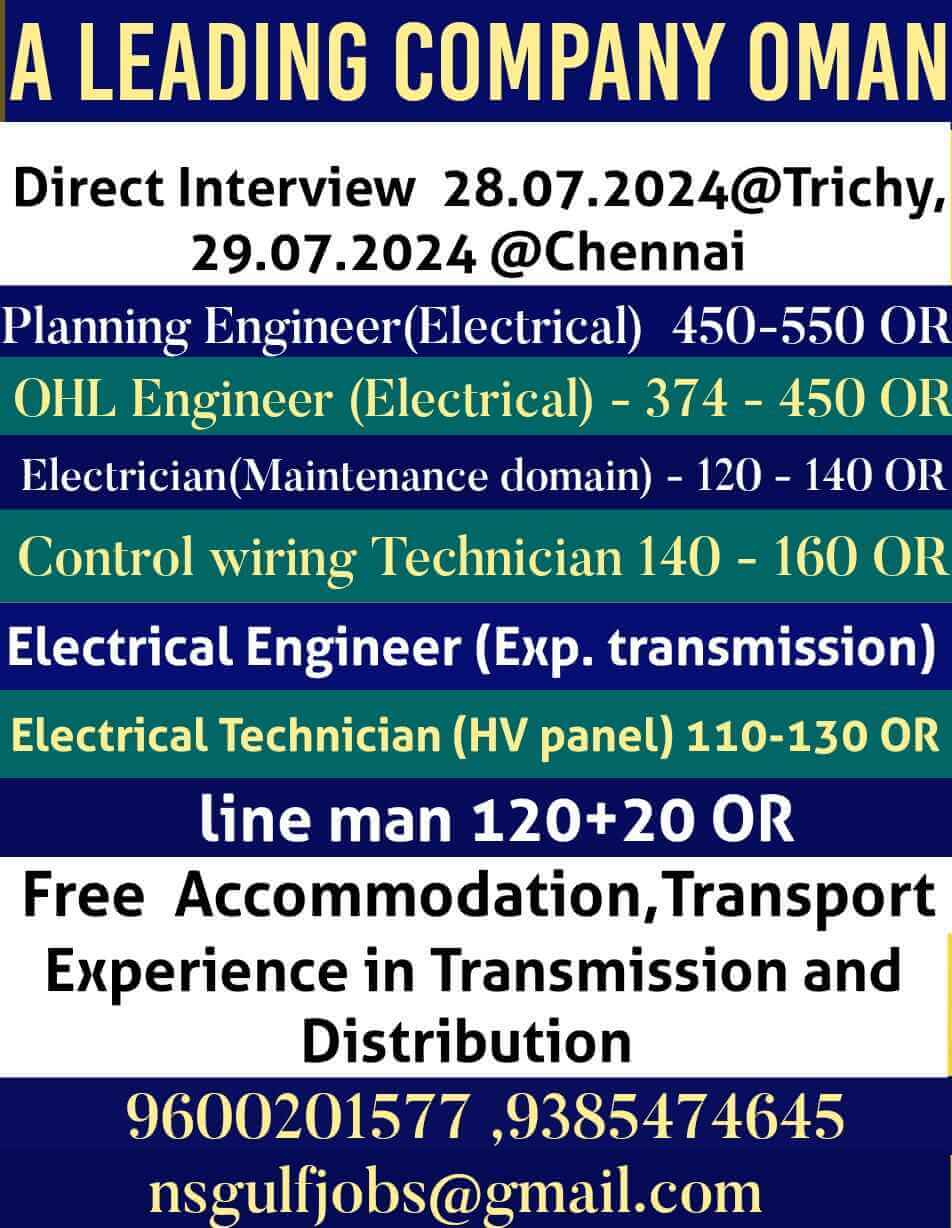 A LEADING ELECTRICAL CONTRACTING GROUP REQUIRES AT OMAN