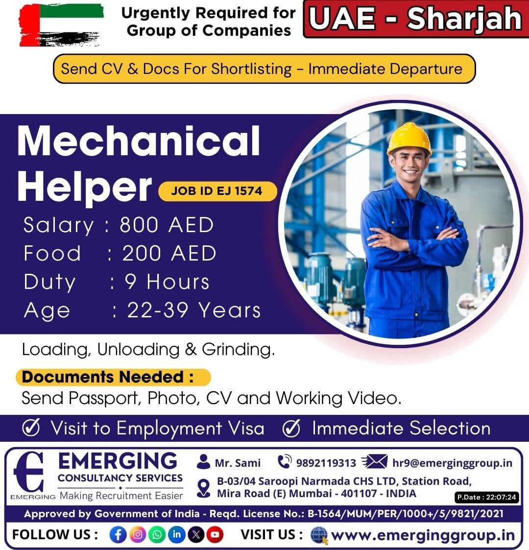 Urgently Required for Group of Companies in UAE - Sharjah