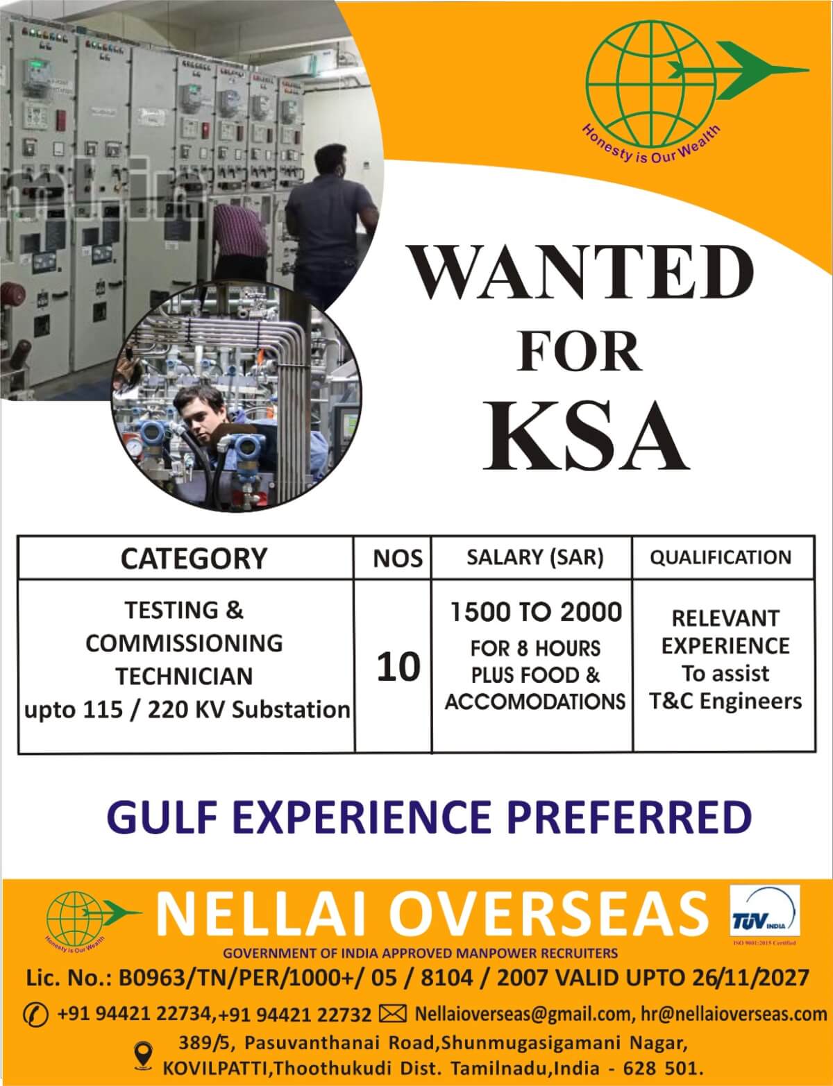 WANTED FOR KSA