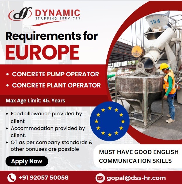 Concrete Pump Operator & Concrete Plant Operator - EUROPE