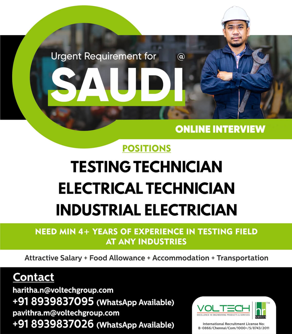 Electrical Technician @ Saudi
