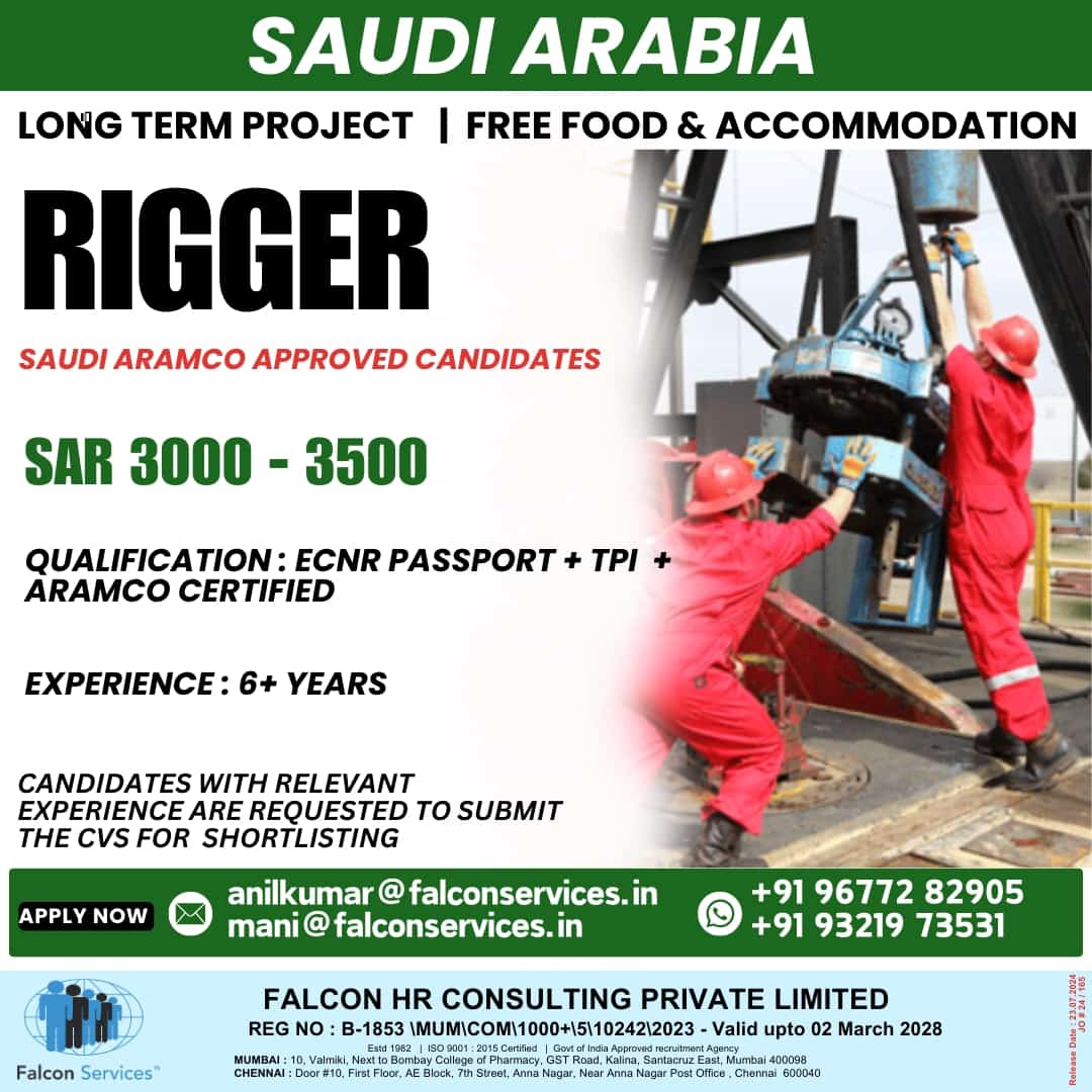 ARAMCO APPROVED RIGGERS REQUIREMENTS FOR SAUDI ARABIA