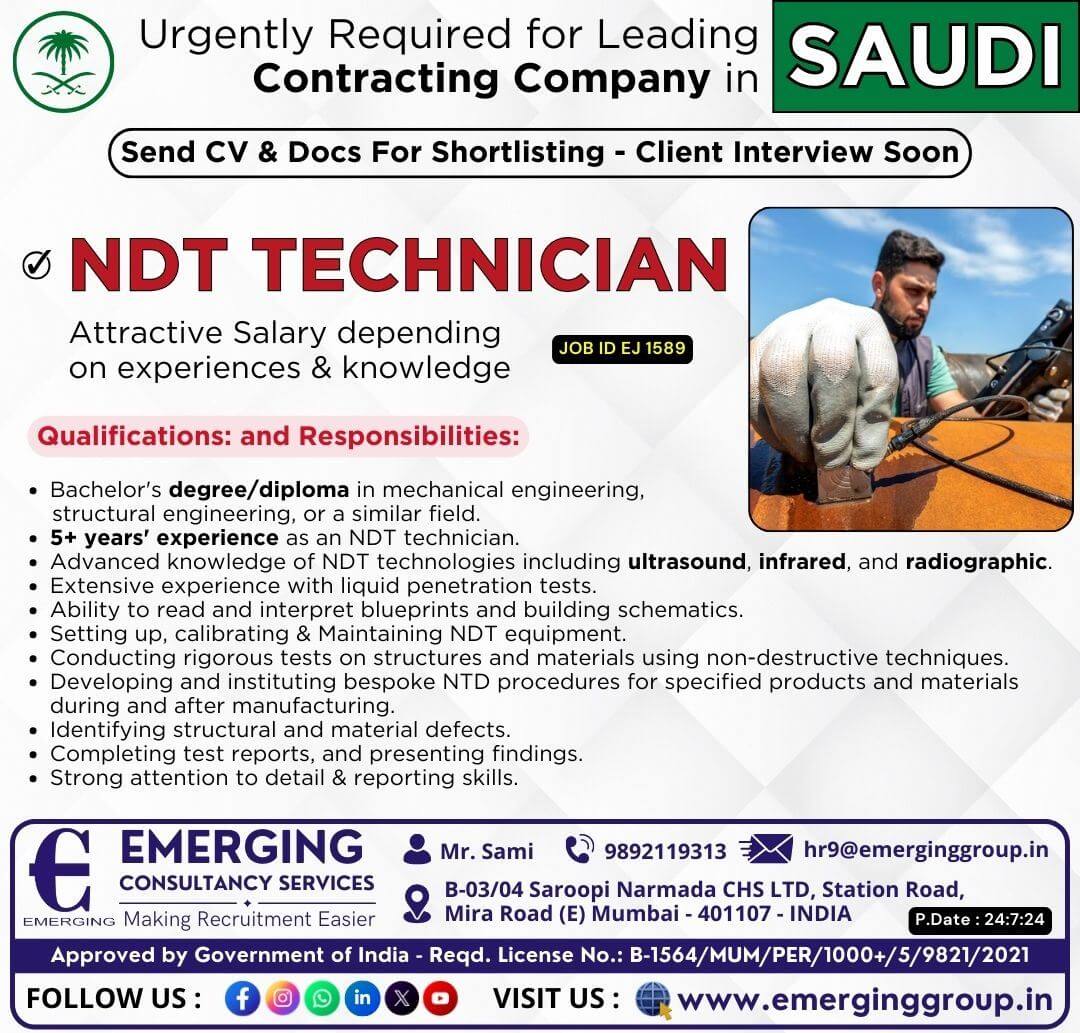 Urgently Required for Leading Contracting Company in Saudi Arabia - Client Interview Soon
