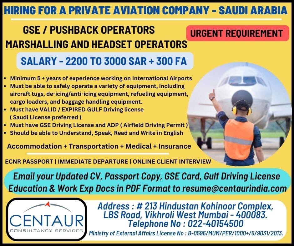 Hiring for a private aviation company - Saudi Arabia