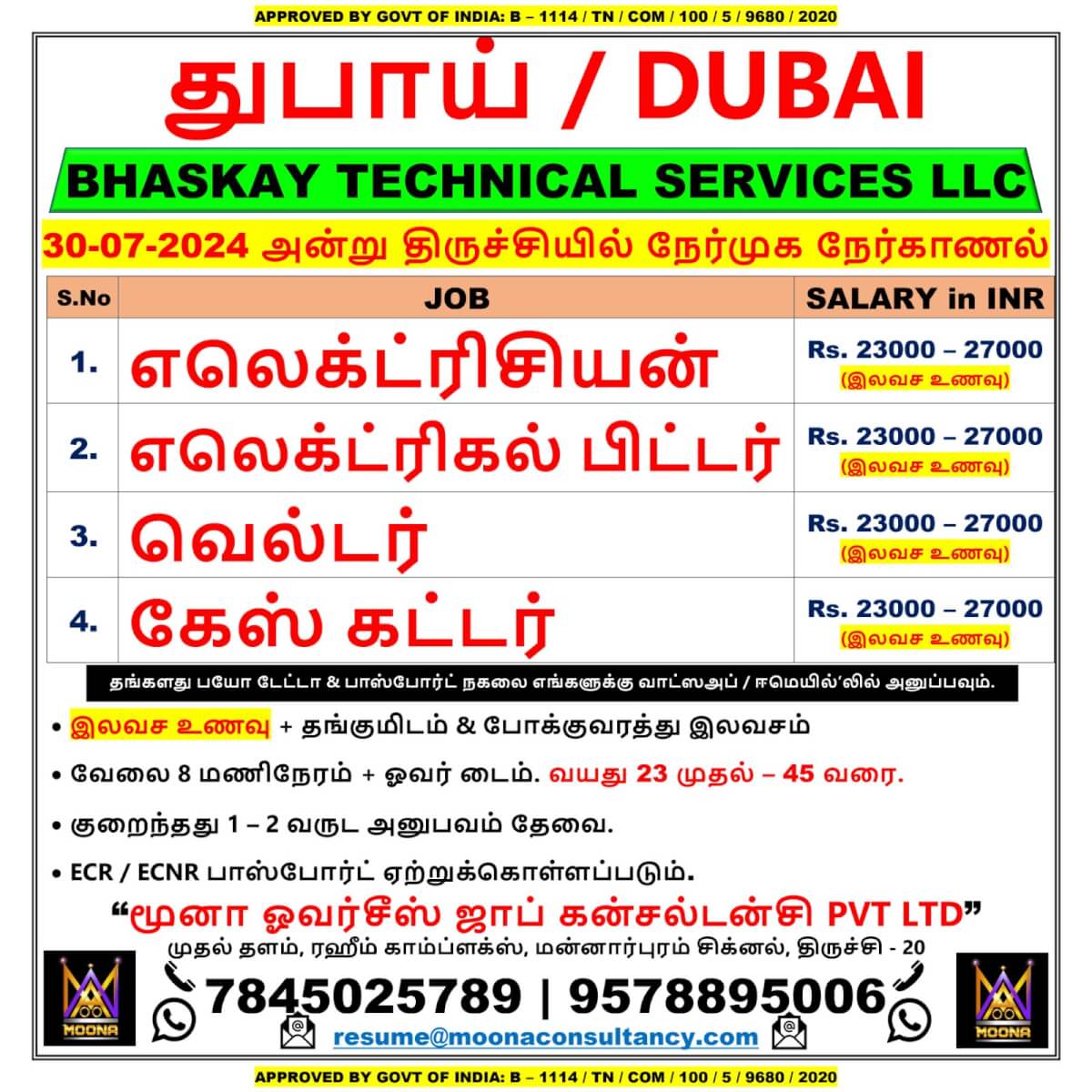 DUBAI BHASKAY TECNICAL SERVICES LLC COMPANY VACANCY