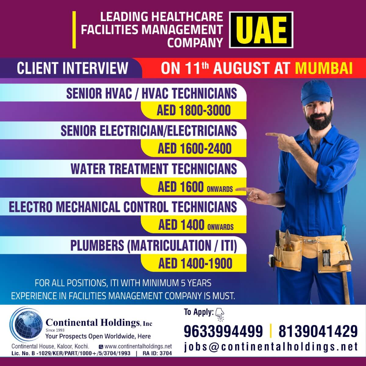 Hiring for UAE - Facility Managment - Direct Client Interview at MUMBAI