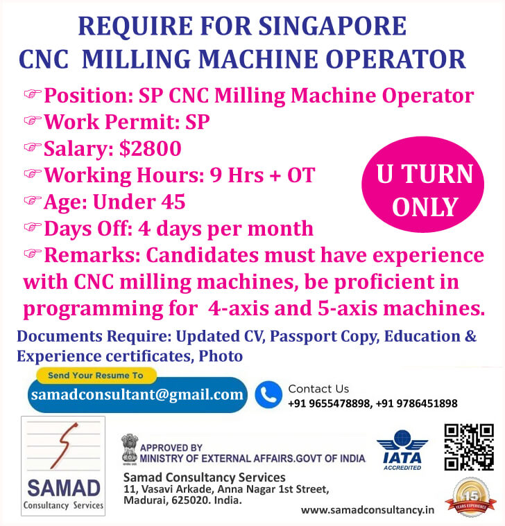 SINGAPORE - CNC MILLING MACHINE OPERATOR (U TURN)