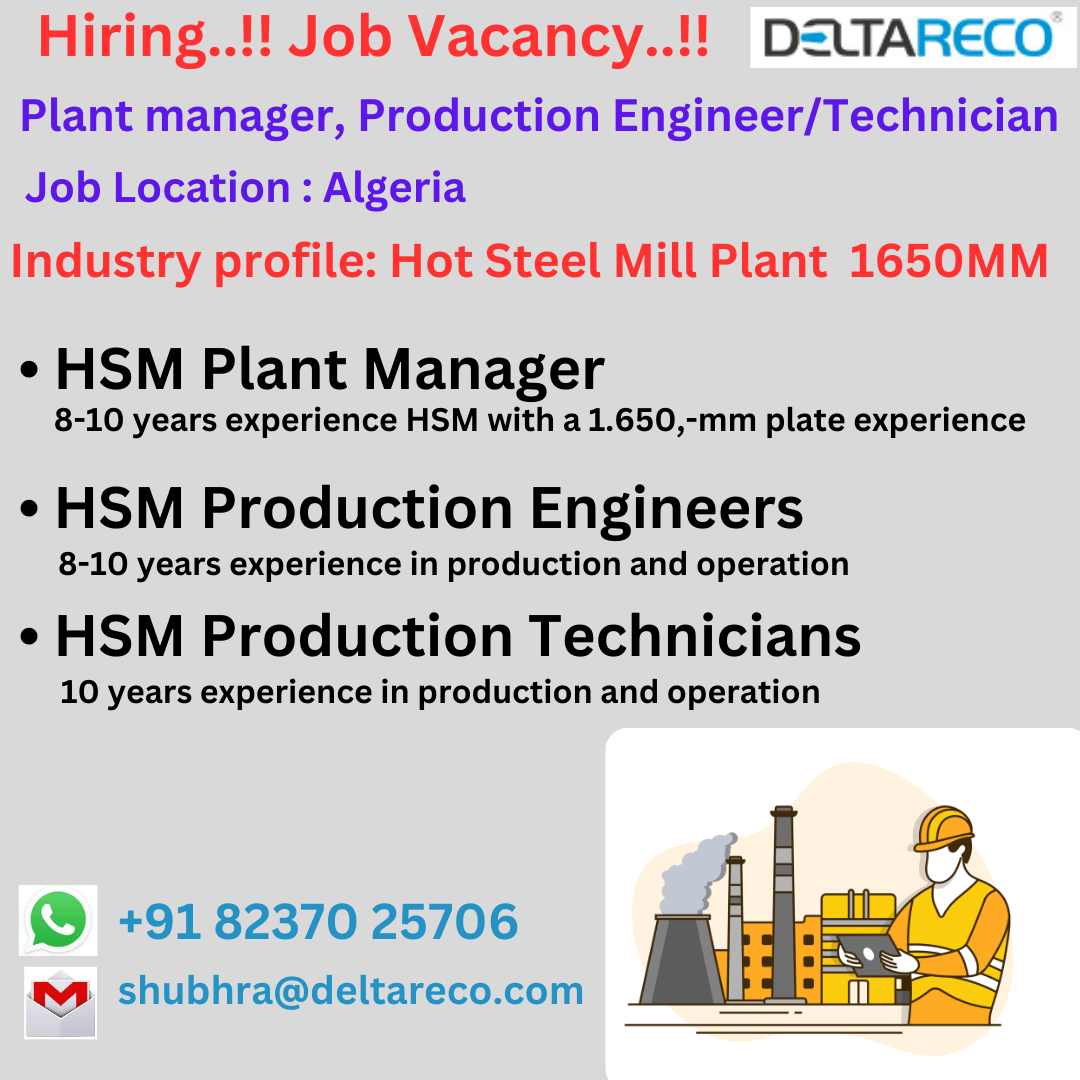 Hiring Manager,Production Engineer, Production technicians for Algeria