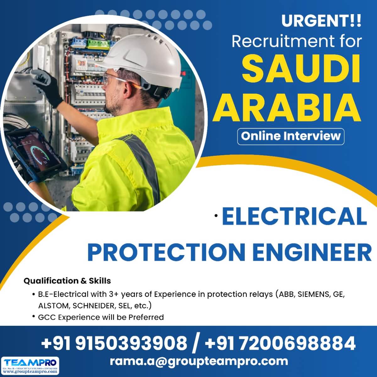 RE: Urgent Requirement For Electrical Protection Engineer-KSA