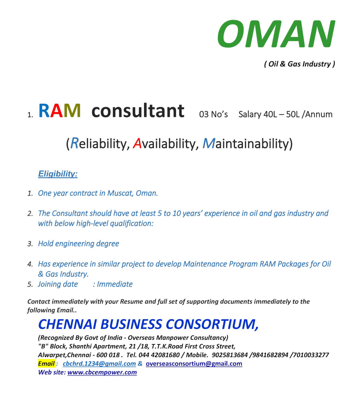 R A M CONSULTANTS ( OIL & GAS PROJECTS )
