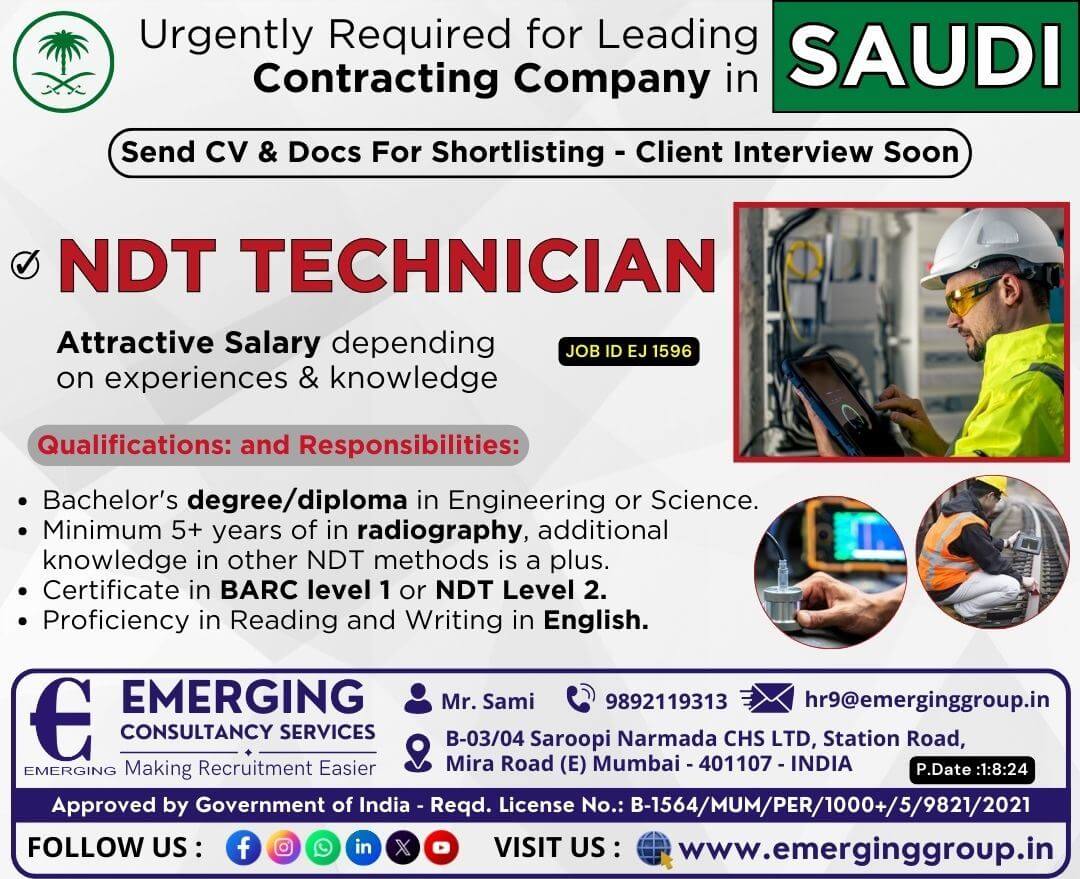 Urgently Required for Leading Contracting Company in Saudi Arabia - Client Interview Soon