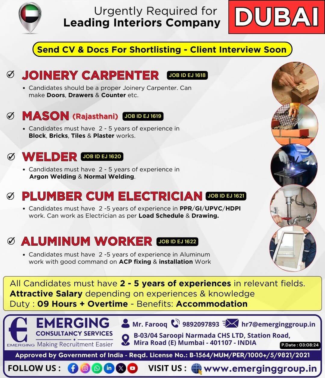 Urgently Required for Leading Construction Company in Bahrain - Client Interview Soon