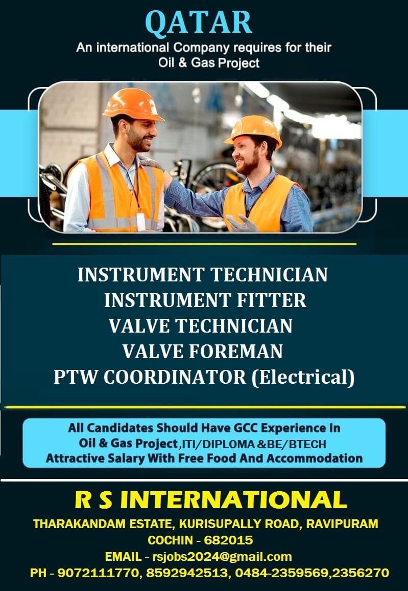 INSTRUMENT TECHNICIAN, INSTRUMENT FITTER, VALVE TECHNICIAN, VALVE FOREMAN, PTW COORDINATOR (Electrical)