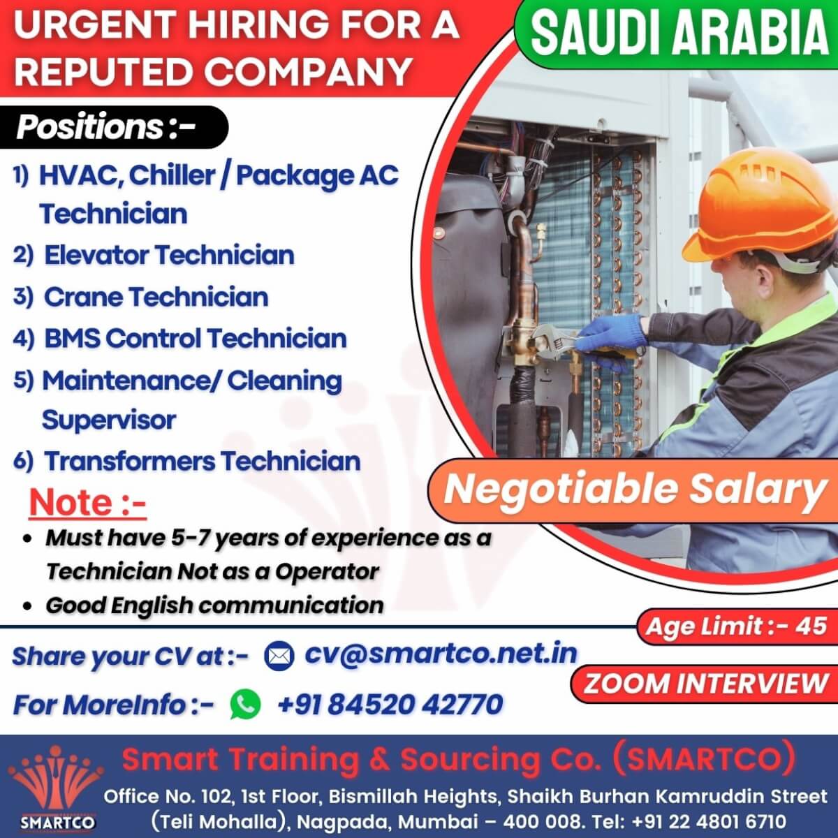 URGENT HIRING FOR A REPUTED COMPANY - SAUDI ARABIA