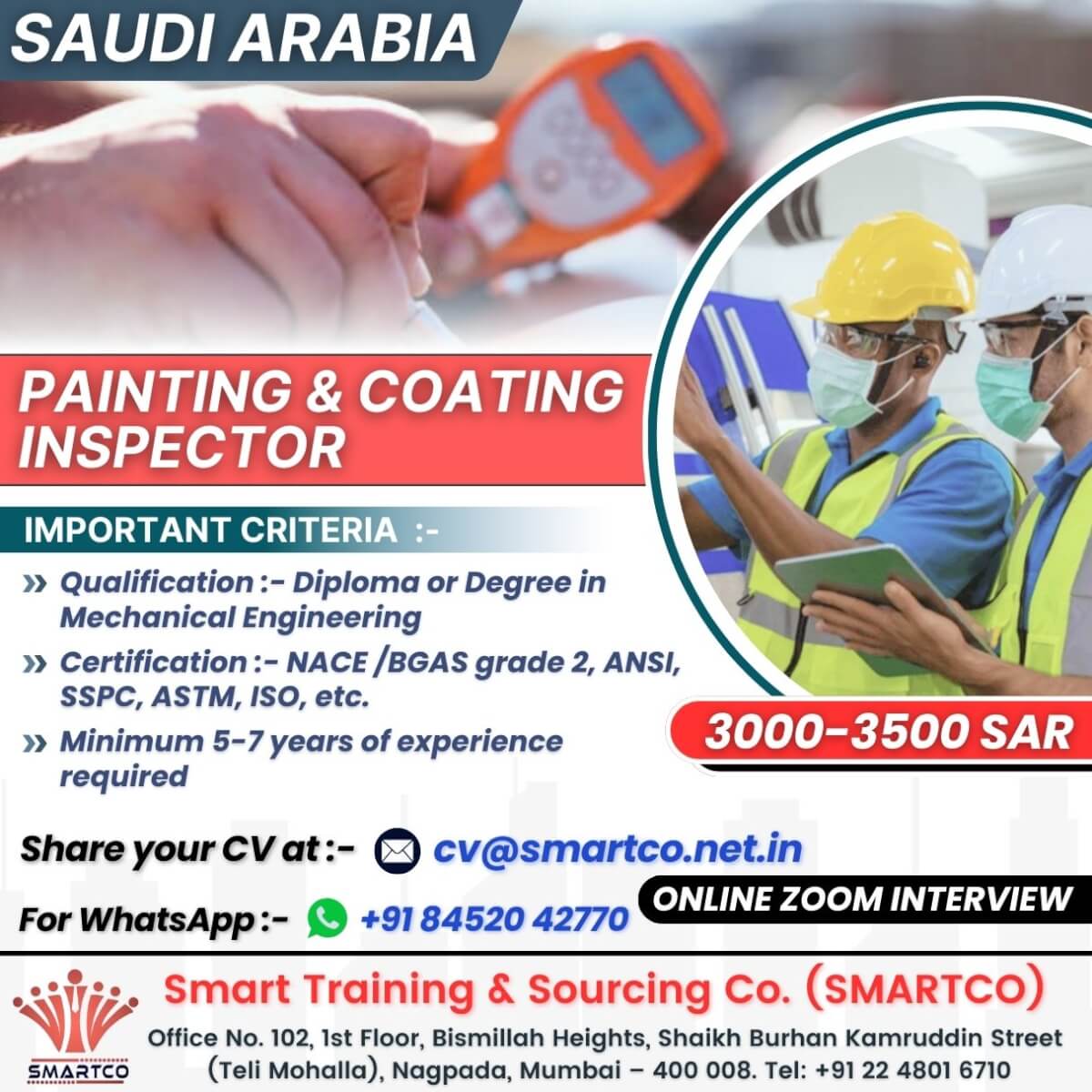 URGENT HIRING FOR SAUDI ARABIA