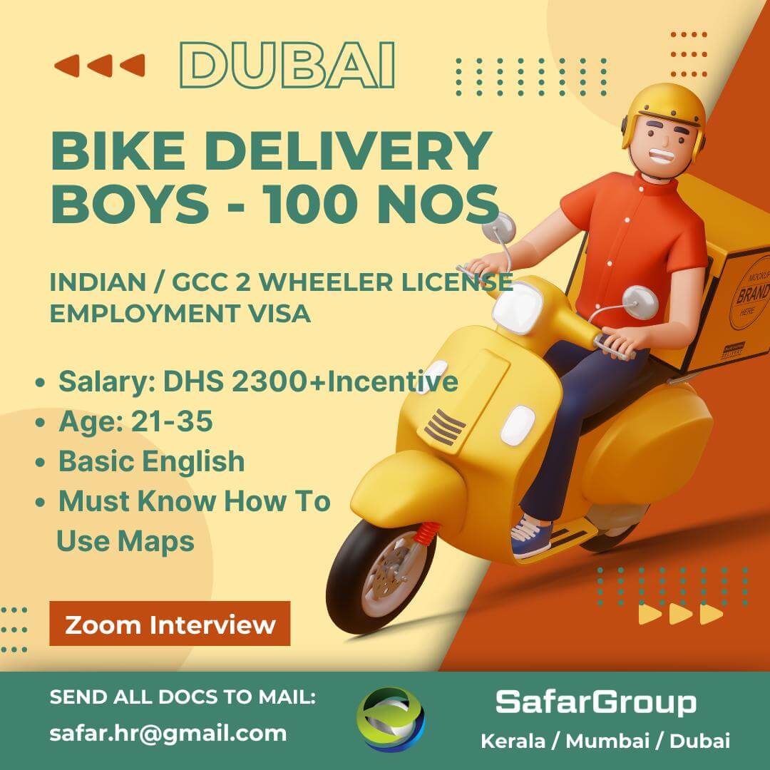 Bike Delivery Drivers for Dubai.