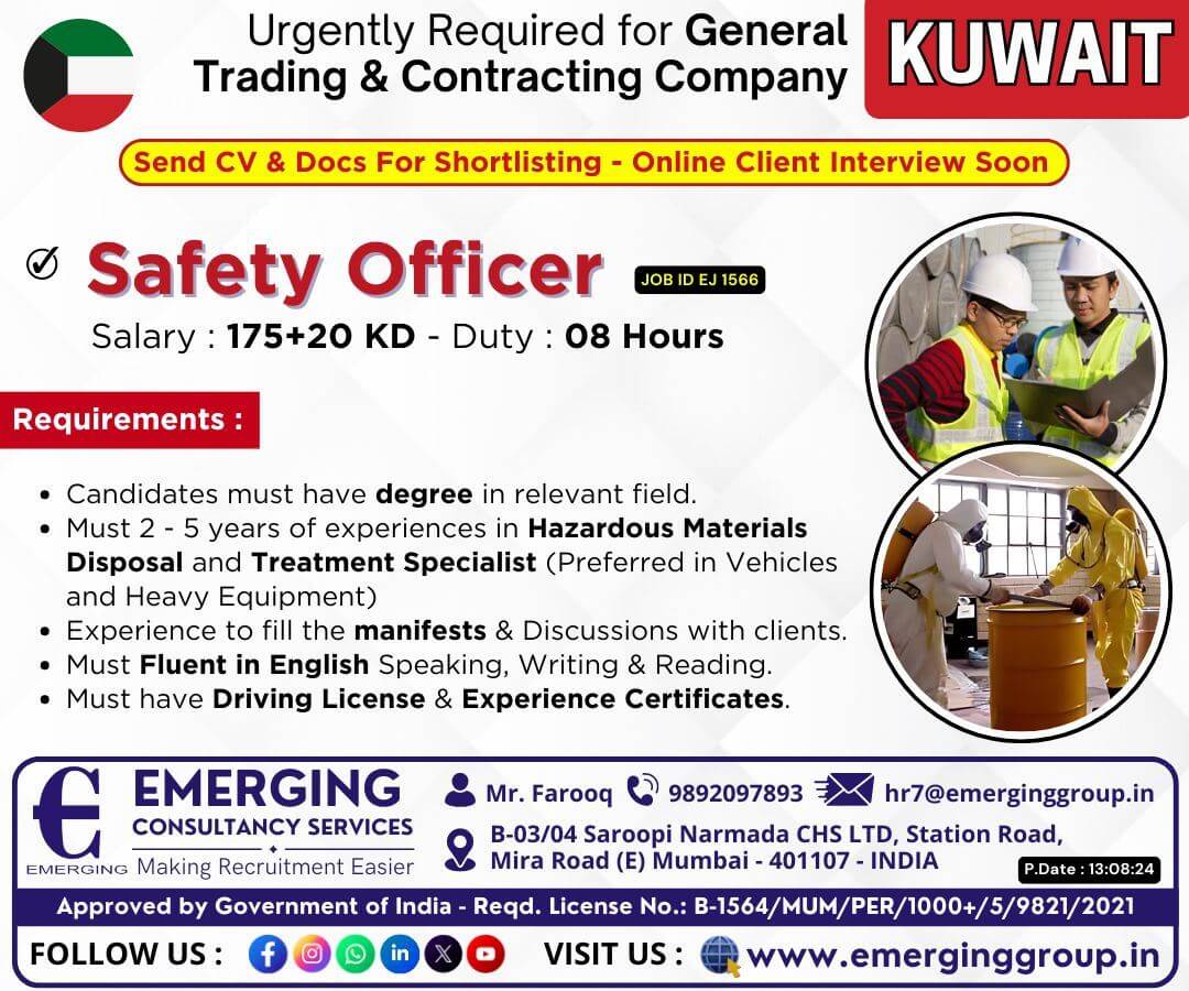 Urgently Required for General Trading & Contracting Company in Kuwait - Interview Soon