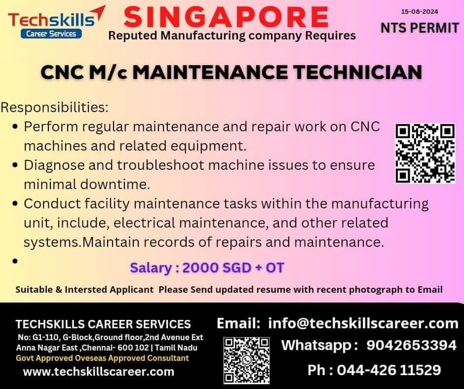 SINGAPORE - Reqd CNC MAINTENANCE TECHNICIAN