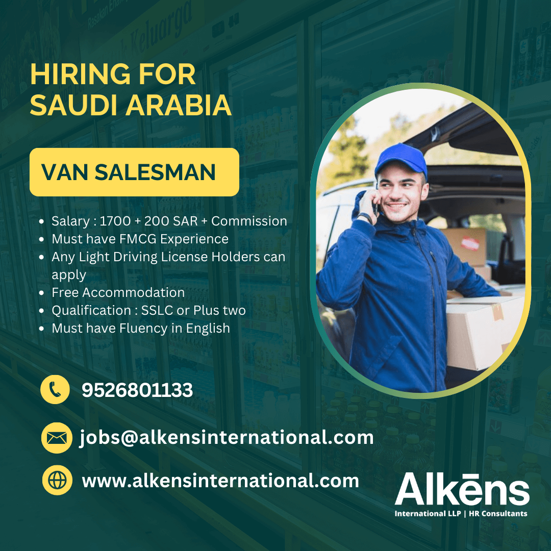 Hiring Van Salesman  for Saudi Arabia