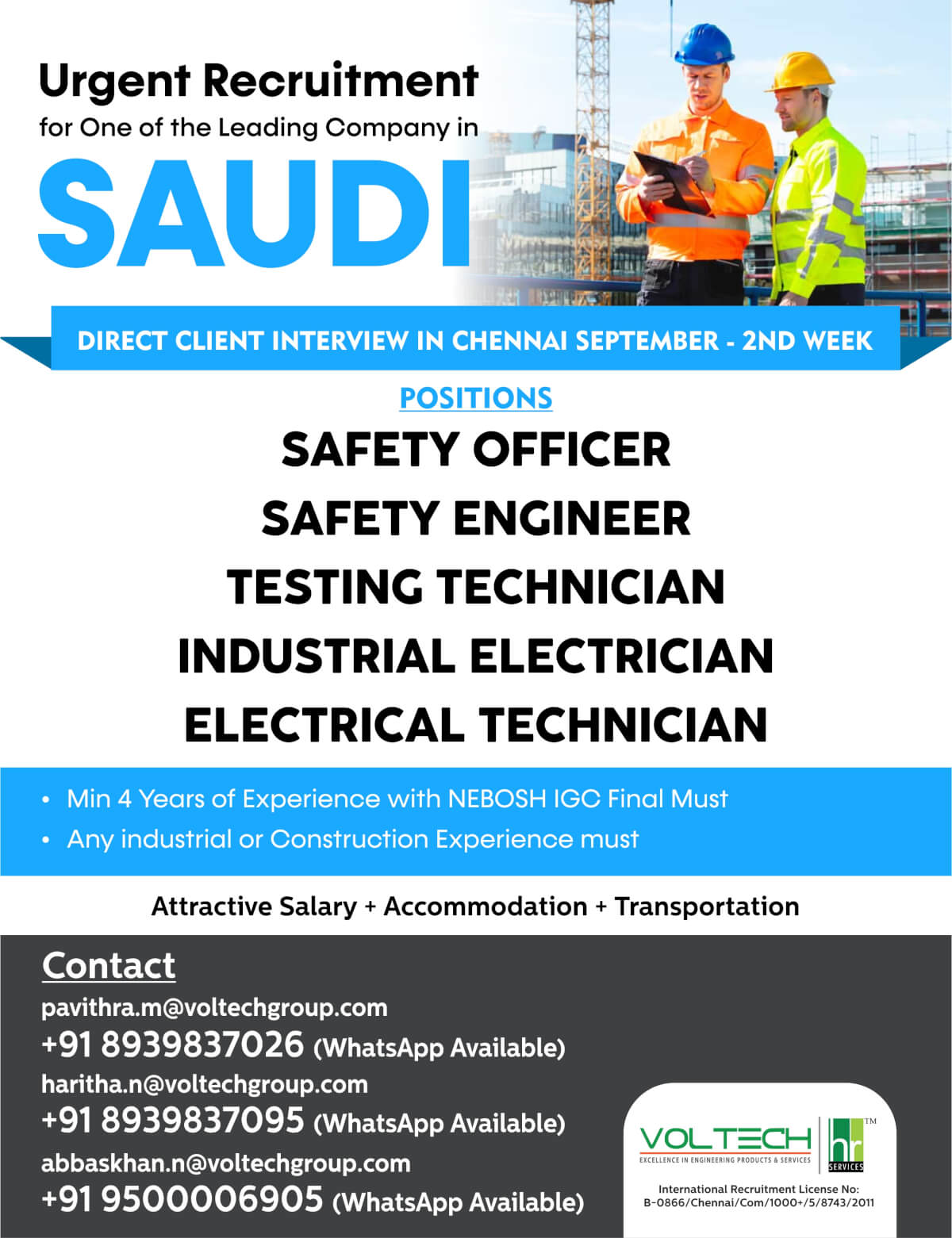 Urgent Opening @ Saudi Arabia