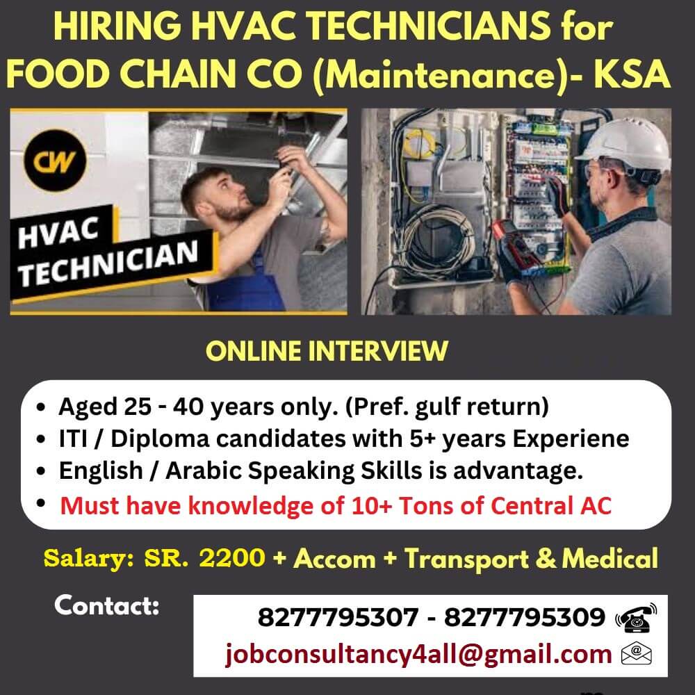 Hiring for HVAC technician