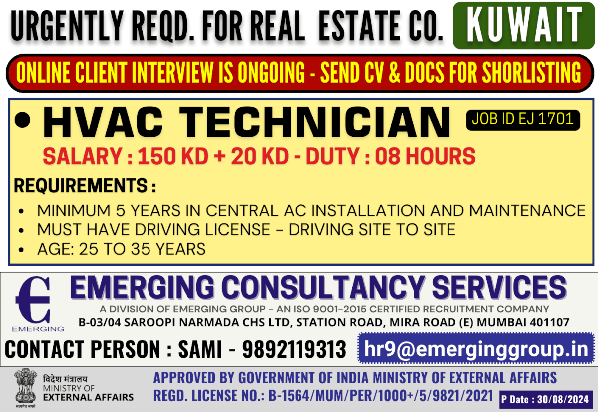 Online Client Interview is on going for Real Estate Company in Kuwait  - Send CV & Docs for shortlisting