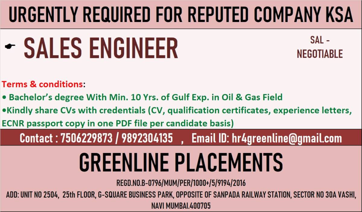 URGENTLY REQUIRED FOR REPUTED COMPANY KSA