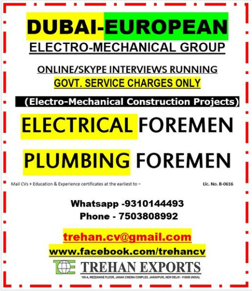 FOREMEN - ELECTRICAL -PLUMBING