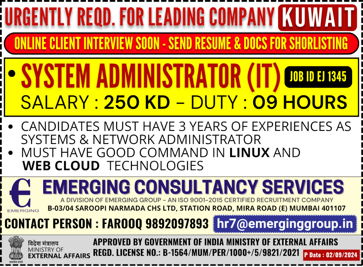 Urgently Required for Leading Company in Kuwait